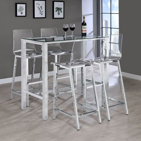 Coaster Furniture Tolbert Clear Chrome 5pc Bar Height Set