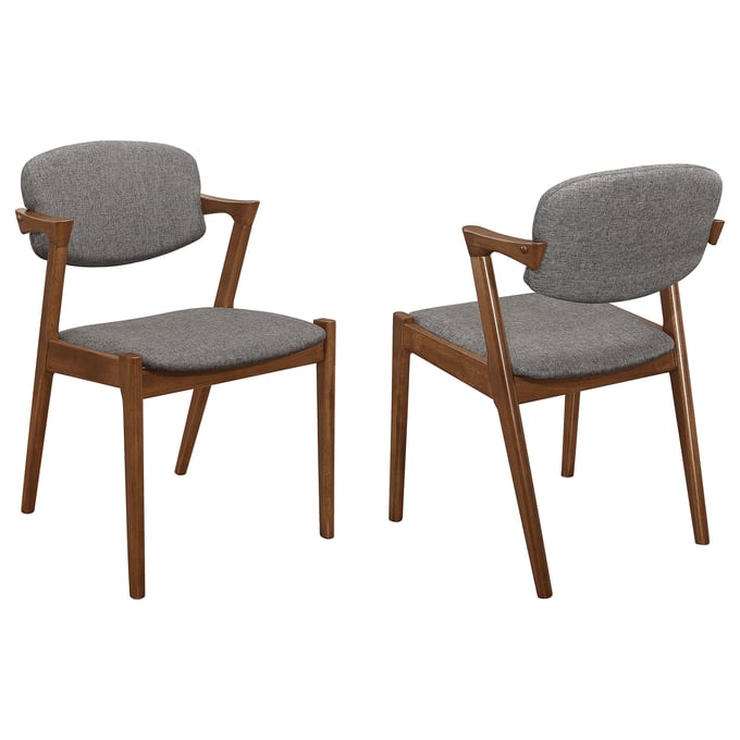 2 Coaster Furniture Malone Dark Walnut Grey Armless Side Chairs CST-105352