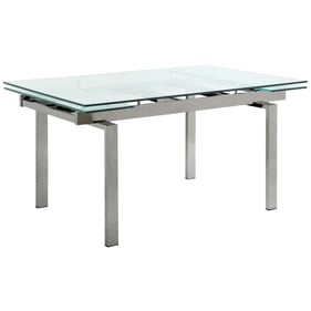 Coaster Furniture Wexford Chrome Clear Glass Top Dining Table with Extensio...