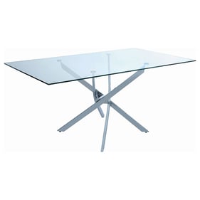 Coaster Furniture Carmelo Clear Chrome X Shaped Dining Table