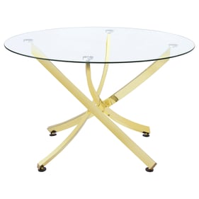 Coaster Furniture Beckham Brass Clear Round Dining Table