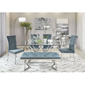 Coaster Furniture Beaufort Clear Chrome 6pc Glass Dining Table Set