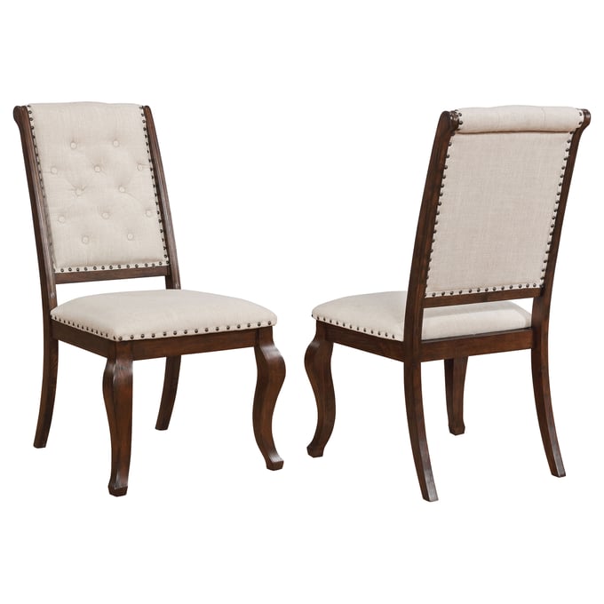 2 Coaster Furniture Brockway Cream Antique Java Tufted Dining Chairs CST-110312