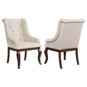 2 Coaster Furniture Brockway Cream Antique Java Tufted Arm Chairs