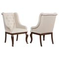 Brockway Tufted Arm Chairs Cream and Antique Java (Set of 2)