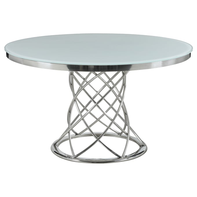 Coaster Furniture Irene White Chrome Dining Table CST-110401