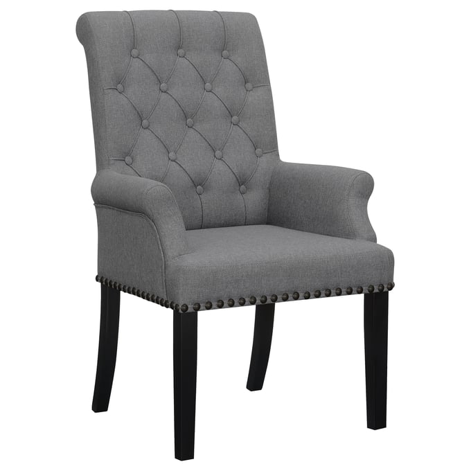 Coaster Furniture Alana Grey Tufted Arm Chair with Nailhead Trim CST-115163