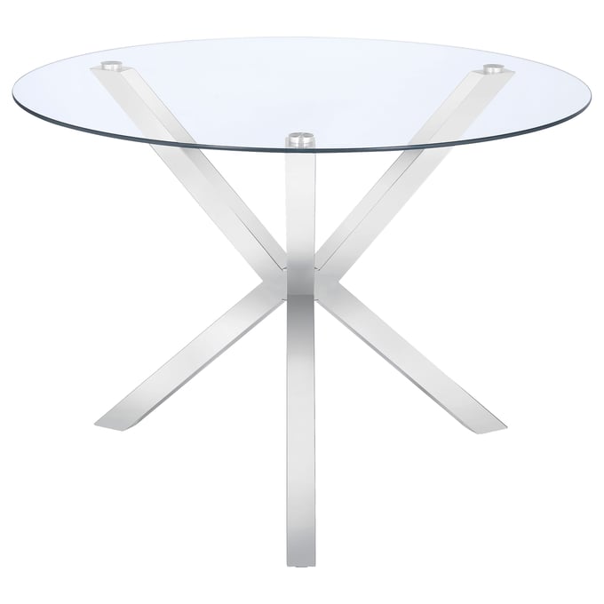 Coaster Furniture Vance Clear Chrome Round Dining Table CST-120760