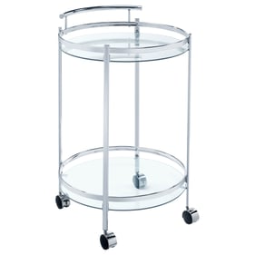 Coaster Furniture Chrissy Clear Chrome 2 Tier Round Glass Bar Cart