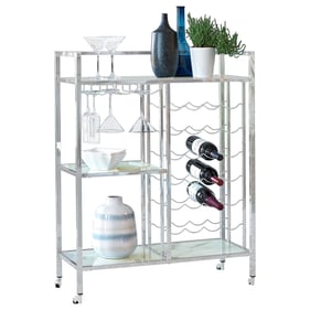 Coaster Furniture Derion Chrome Glass Shelf Serving Cart with Casters