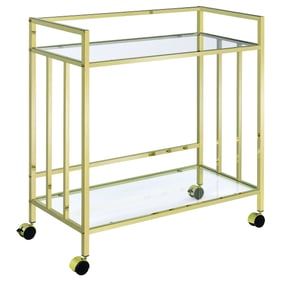 Coaster Furniture Cara Clear Brass Rectangular Glass Bar Cart