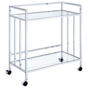 Coaster Furniture Cara Clear Chrome Rectangular Glass Bar Cart