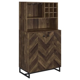 Coaster Furniture Mendoza Rustic Oak Herringbone 2 Doors Wine Cabinet