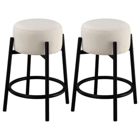 2 Coaster Furniture Leonard White Black Backless Round Counter Stools