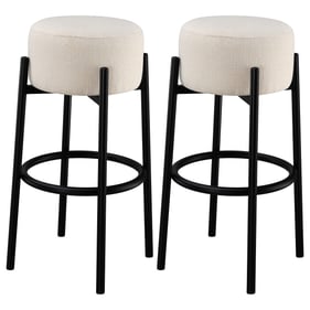 2 Coaster Furniture Leonard White Black Backless Round Bar Stools