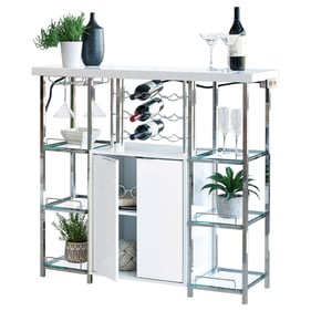 Coaster Furniture Gallimore White Chrome 2 Doors Bar Cabinet