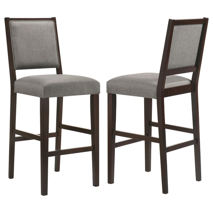 2 Coaster Furniture Bedford Grey Open Back Bar Stools with Footrest CST-183472