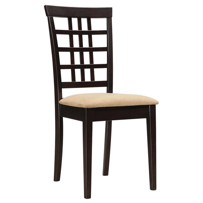 2 Coaster Furniture Kelso Cappuccino Beige Lattice Back Dining Chairs CST-190822