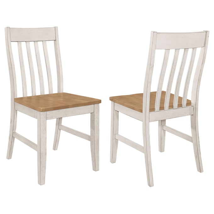 2 Coaster Furniture Kirby Natural White Slat Back Side Chairs CST-192692