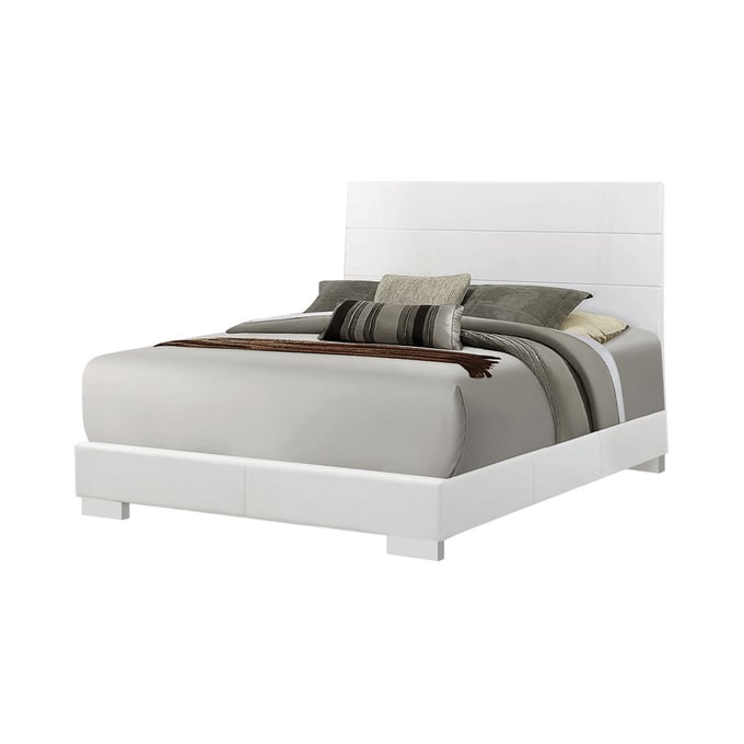 Coaster Furniture Felicity Glossy White Cal King Panel Bed CST-203501KW