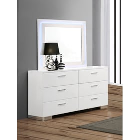 Coaster Furniture Felicity Glossy White Dresser And LED Mirror