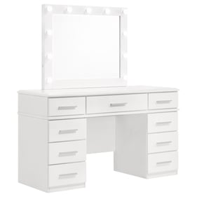 Coaster Furniture Felicity White Vanity Desk with Lighted Mirror