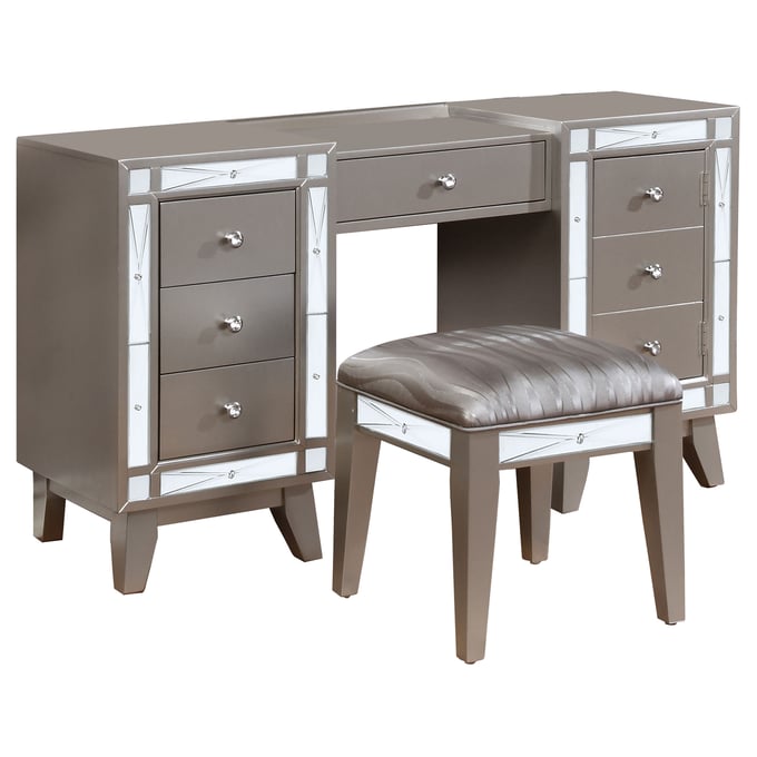 Coaster Furniture Leighton Metallic Vanity Desk and Stool CST-204927