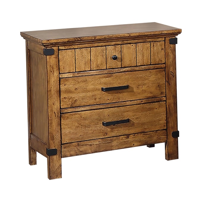 Coaster Furniture Brenner Rustic Honey 3 Drawers Night Stand CST-205262