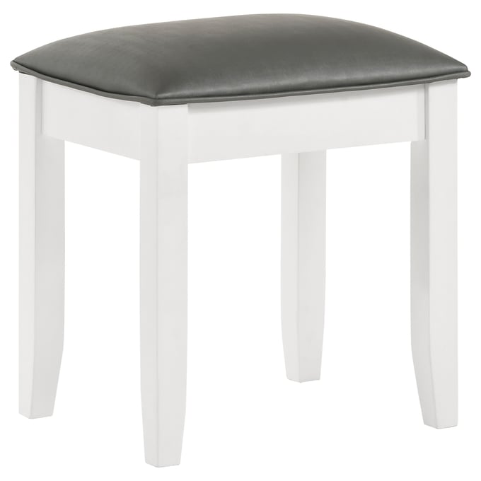 Coaster Furniture Barzini Metallic Grey White Vanity Stool CST-205897STL