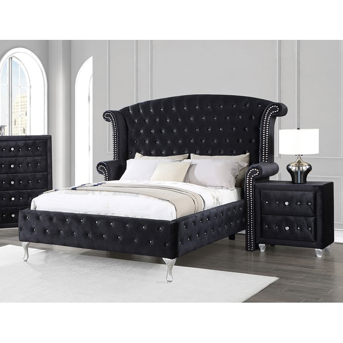 Coaster Furniture Deanna Black 4pc Bedroom Set With King Bed CST-206101KE-BR-S1