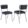 Retro Open Back Side Chairs Black and Chrome (Set of 2)