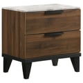 Mays 2-drawer Nightstand Walnut Brown with Faux Marble Top