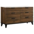 Mays 6-drawer Dresser Walnut Brown with Faux Marble Top