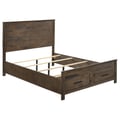 Woodmont Eastern King Storage Bed Rustic Golden Brown