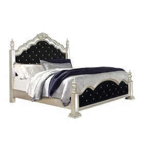 Coaster Furniture Heidi Black Metallic Platinum King Upholstered Poster Bed