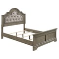 Manchester Bed with Upholstered Arched Headboard Beige and Wheat