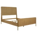 Arini Upholstered Eastern King Panel Bed Sand Wash and Natural Cane