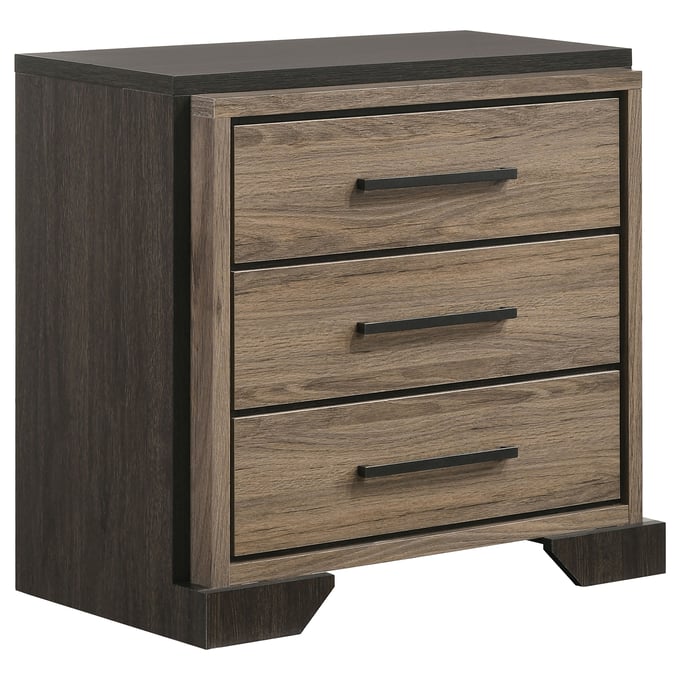 Coaster Furniture Baker Brown Light Taupe 3 Drawers Nightstand CST-224462