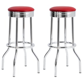 2 Coaster Furniture Theodore Red Chrome Bar Stools