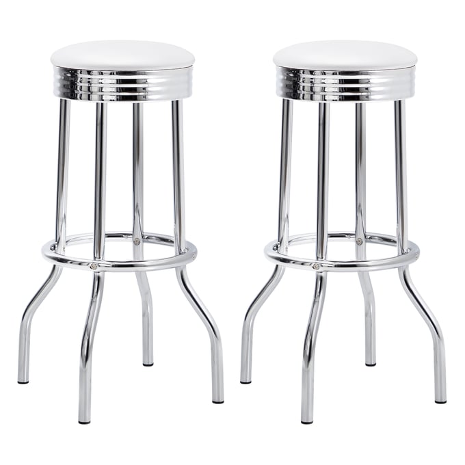 2 Coaster Furniture Theodore White Upholstered Top Bar Stools CST-2299W