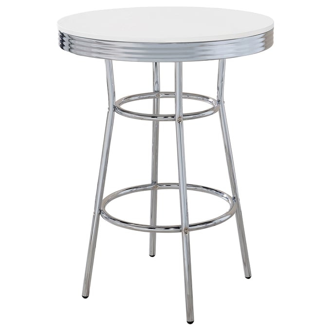 Coaster Furniture Theodore White Chrome Round Bar Table CST-2300