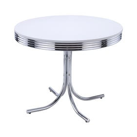 Coaster Furniture Retro White Chrome Round Dining Table