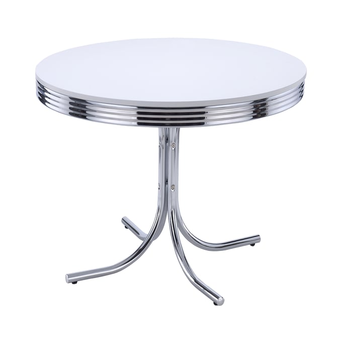 Coaster Furniture Retro White Chrome Round Dining Table CST-2388