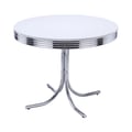 Retro Round Dining Table Glossy White and Chrome