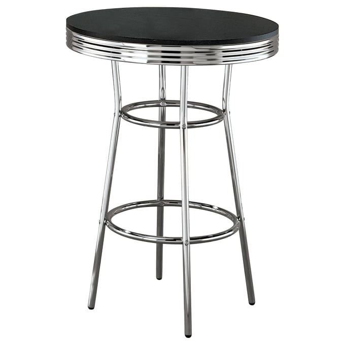 Coaster Furniture Theodore Black Chrome Round Bar Table CST-2405