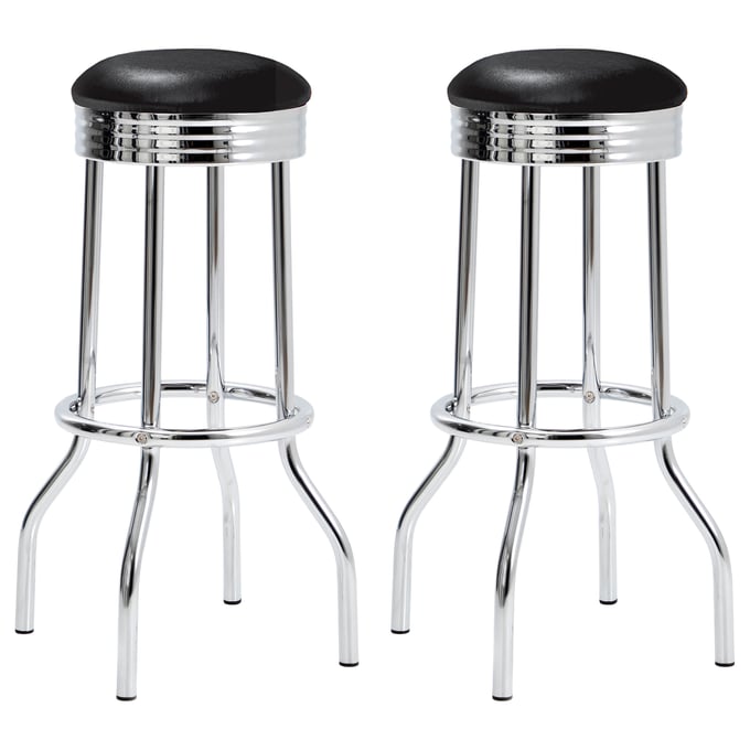 2 Coaster Furniture Theodore Black Chrome Bar Stools CST-2408