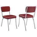 Retro Open Back Side Chairs Red and Chrome (Set of 2)