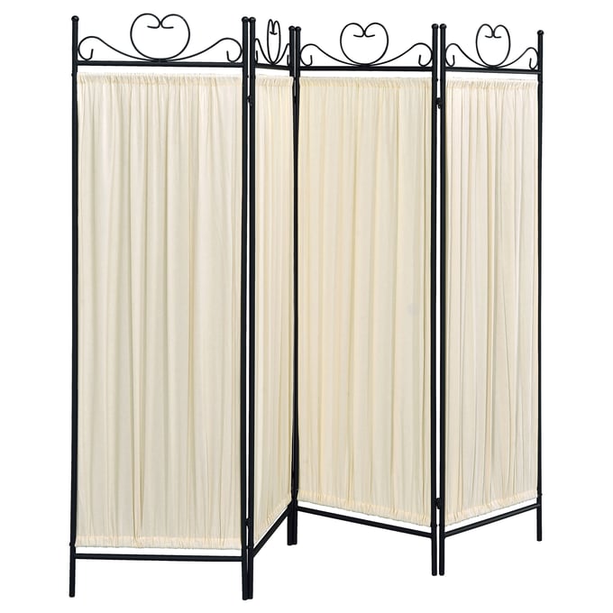 Coaster Furniture Dove Beige Black 4 Panel Folding Screen CST-2710