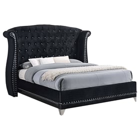 Coaster Furniture Barzini Black Velvet Upholstered Queen Bed