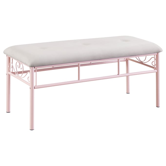 Coaster Furniture Massi White Powder Pink Bench CST-401156